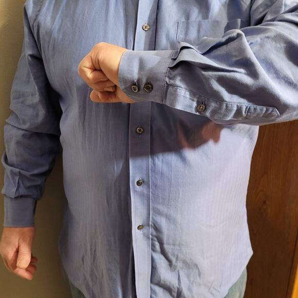 Nordstrom Blue Jacquard Cotton Dress Shirt 17.5 37 Tailored Fit Preppy Executive - Picture 10 of 11